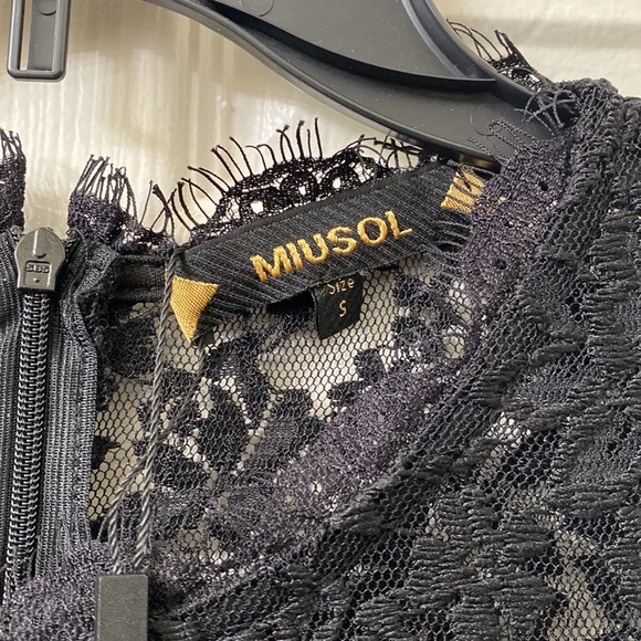 •NWT•Miusol Lace/Ruffle Black Dress - Picture 8 of 15